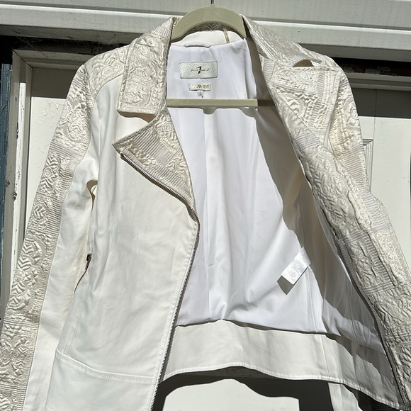 7 For All Mankind Malhia Kent white moto style jacket  size S Made in USA - Picture 3 of 7